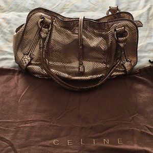 Celine Platinum Snake Skin Shoulder bag